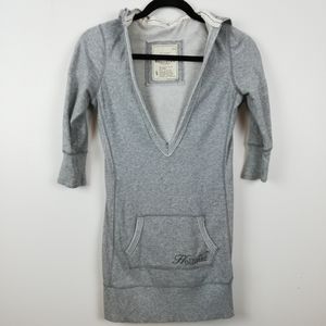 Hollister grey hooded tunic jumper dress vtg sz s